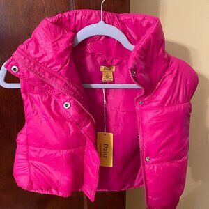 Girls hot pink puffer vest